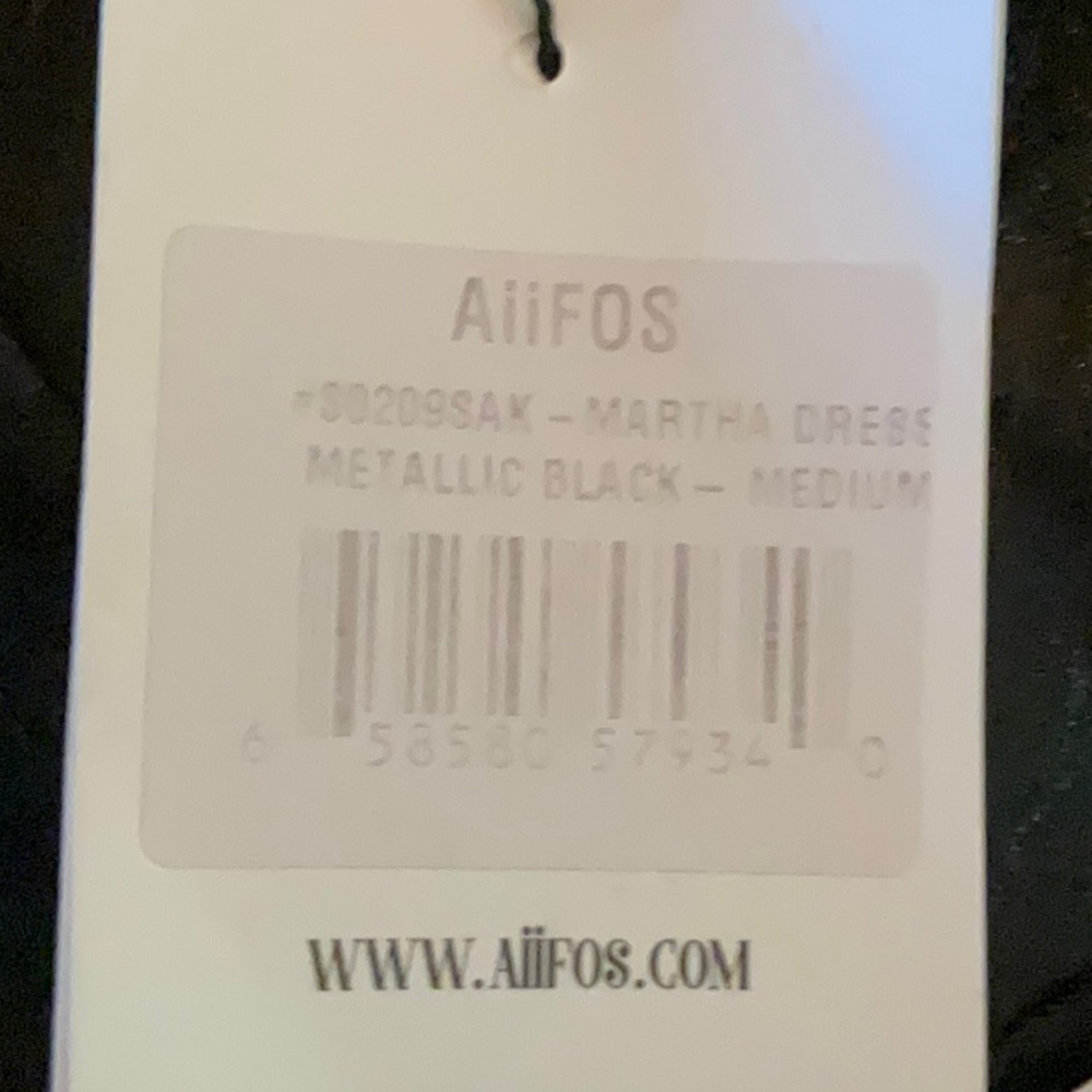 Aiifos Martha Satin Asymmetrical Midi Dress M black metallic - Picture 9 of 11